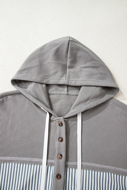 ~PREORDER~ Gray Cozy Mix Waffle Knit Patchwork Hoodie ~PREORDER~