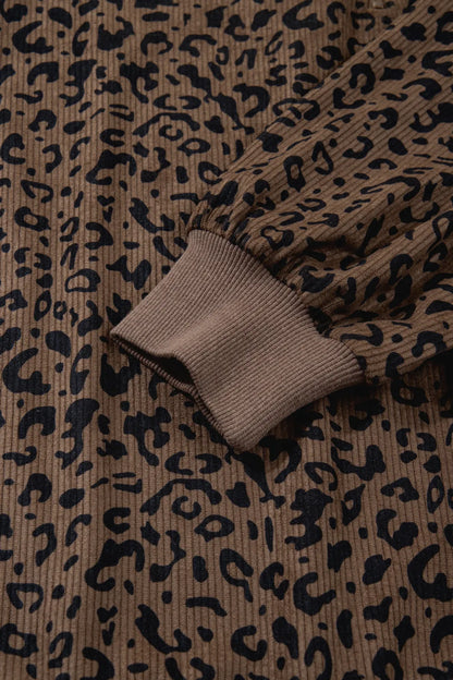 ~PREORDER~ Wild Espresso Leopard Corduroy Quarter-Zip Sweatshirt ~PREORDER~