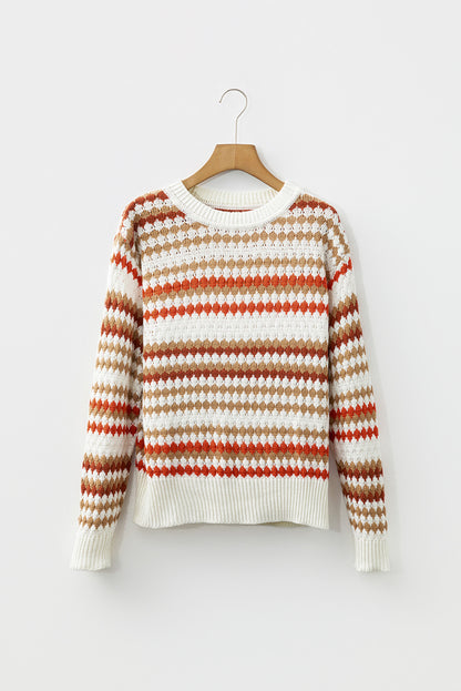 ~PREORDER~ Autumn Spice Striped Eyelet Knit Sweater ~PREORDER~