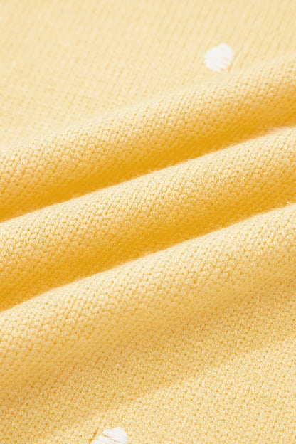 Sunshine Dot Short Sleeve Sweater | Yellow Polka Dot Knit Top
