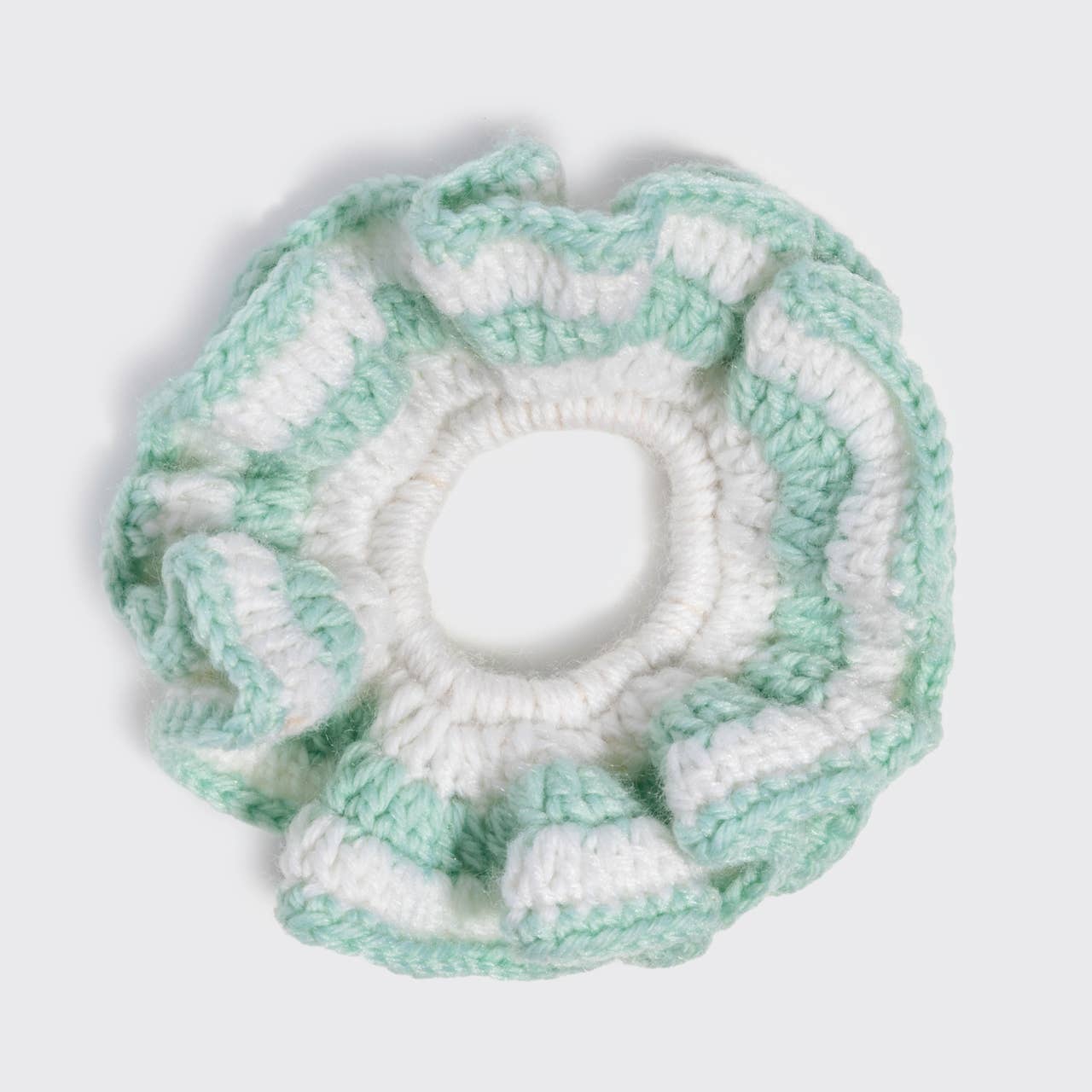 Seafoam Blue Crochet Scrunchie Kitsch – Soft Textured Hair Tie | Gentle No-Damage Hair Accessory