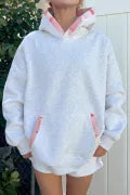Gray Contrast Patchwork Oversized Hoodie | Cozy Boutique Pullover Hoodie