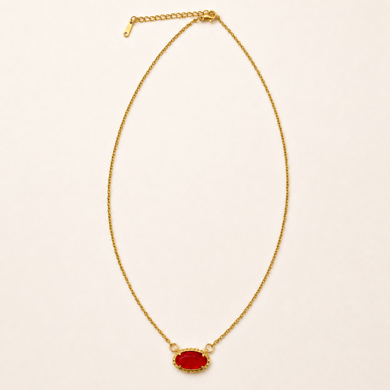 Emerald Glow Bezel Necklace | Gold Oval Gemstone Pendant Necklace