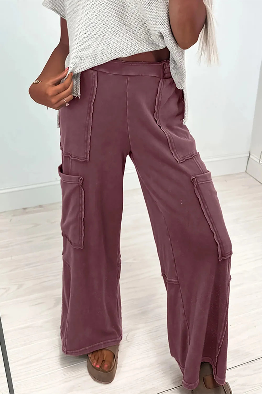 ~PREORDER~ Mineral Red Washed Cargo Wide Leg Sweatpants ~PREORDER~