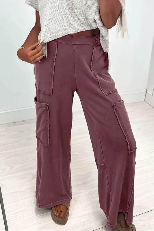 ~PREORDER~ Mineral Red Washed Cargo Wide Leg Sweatpants ~PREORDER~