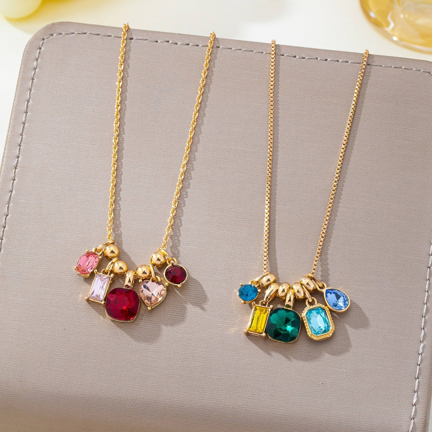Gem Garden Necklace | Gold Multi-Color Crystal Charm Pendant Necklace