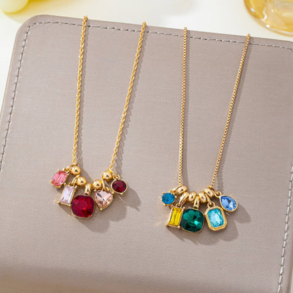 Gem Garden Necklace | Gold Multi-Color Crystal Charm Pendant Necklace