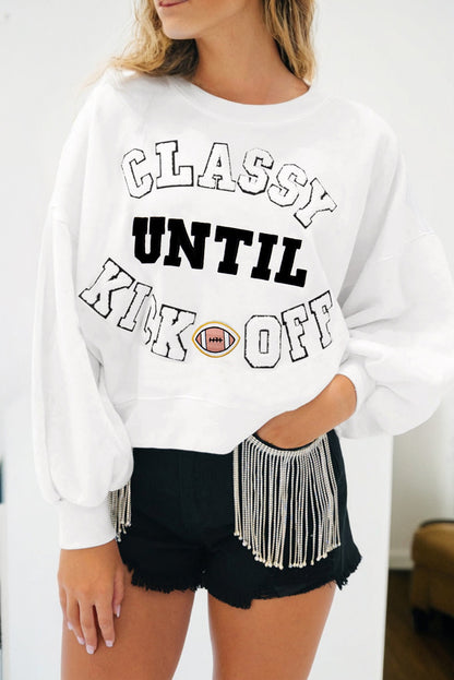 ~PREORDER ~ Classy Until Kickoff Plush Patch Sweatshirt ~PREORDER ~