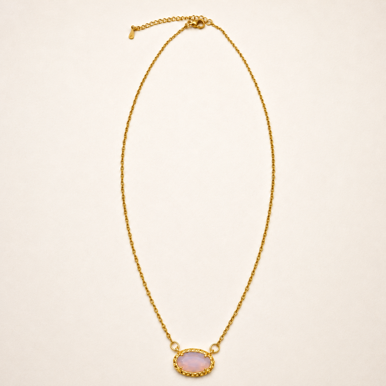 Emerald Glow Bezel Necklace | Gold Oval Gemstone Pendant Necklace