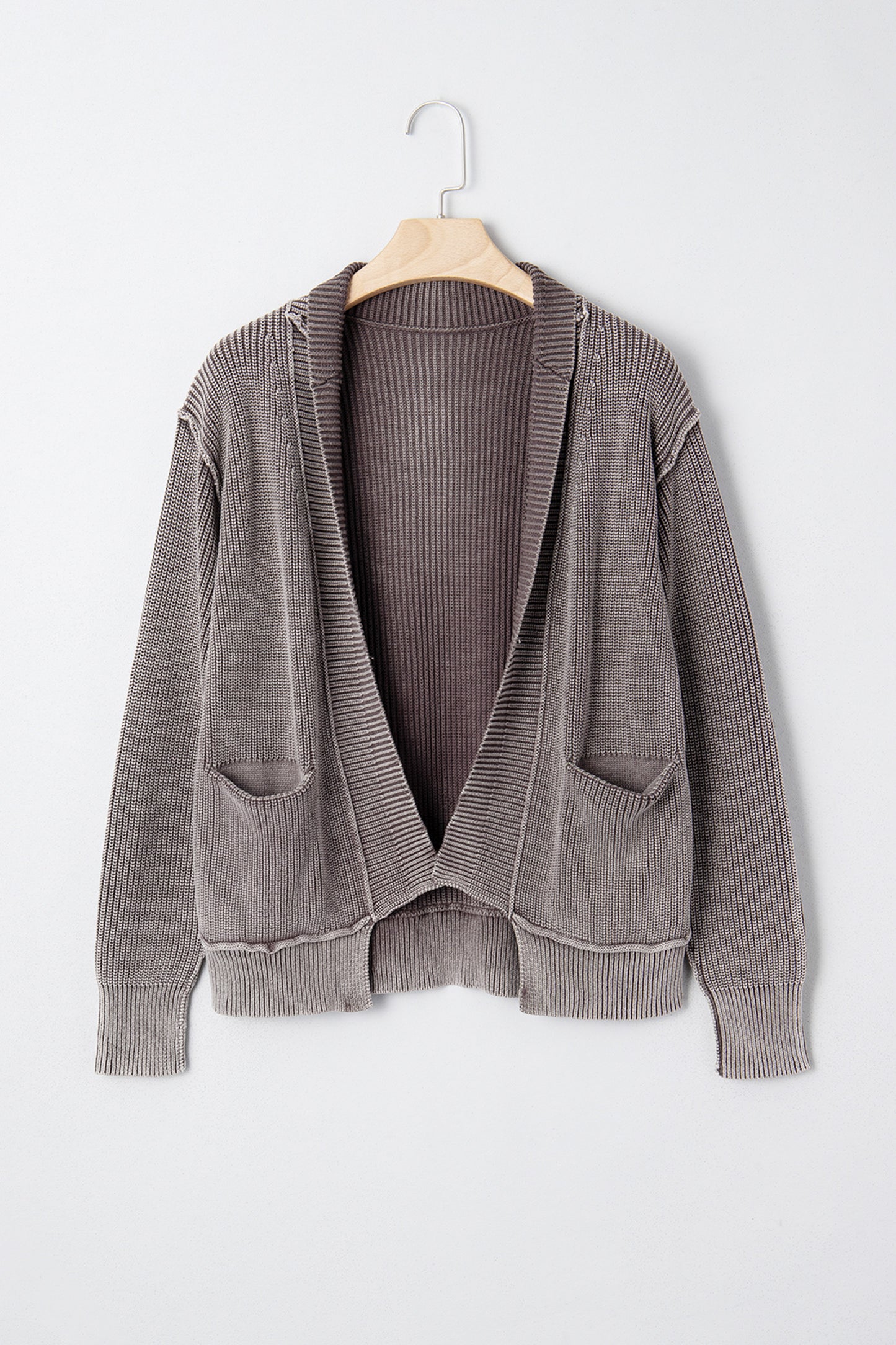 ~PREORDER ~ Mineral Wash Exposed Seam Patchwork Knit Open Sweater Cardigan ~PREORDER ~