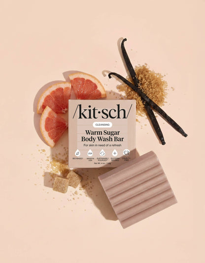 Kitsch Warm Sugar Body Wash Bar – Vanilla & Pink Grapefruit Scented Moisturizing Solid Body Soap