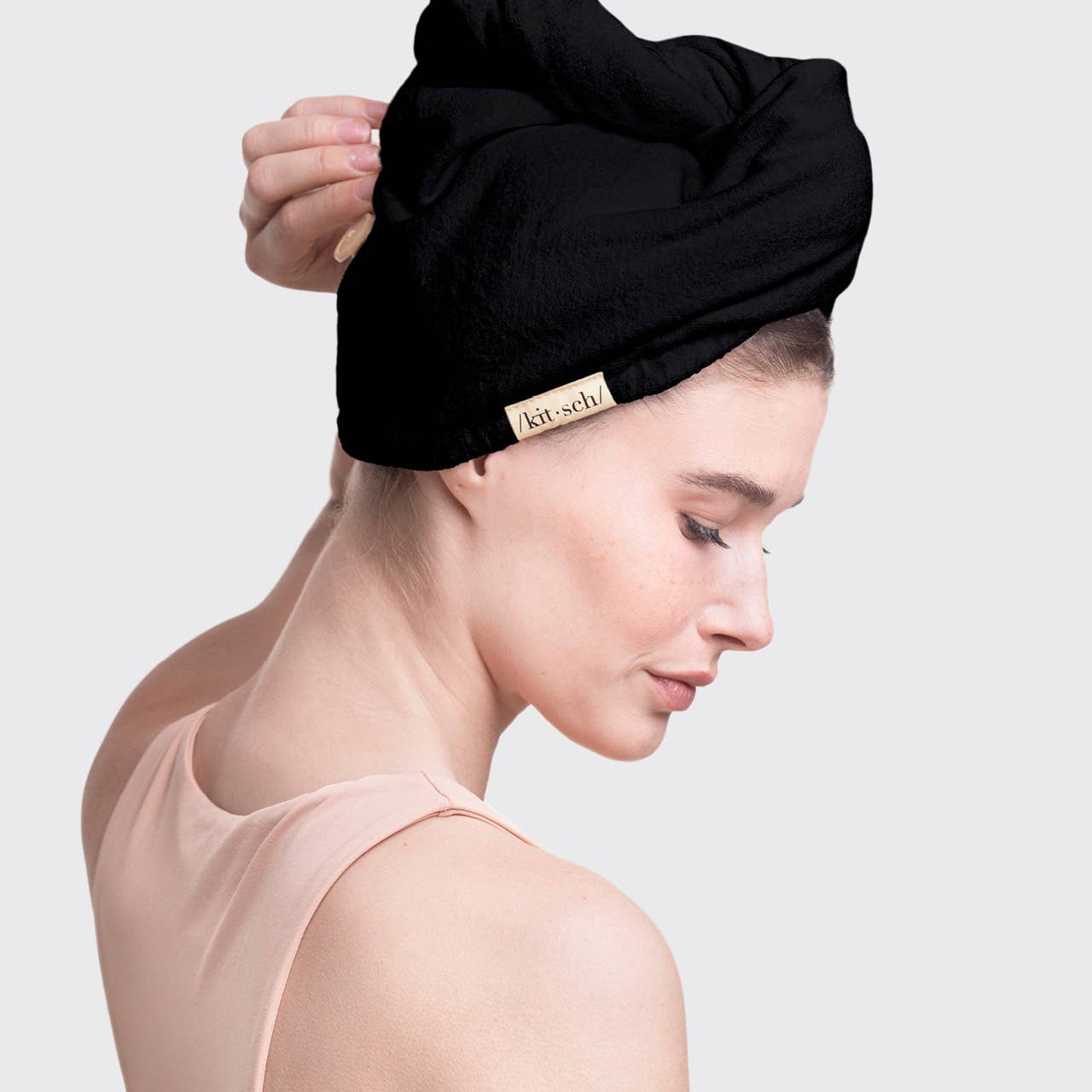 “Quick dry microfiber hair towel in Eco Black – B7 Boutique”

“Black hair wrap towel with loop and button closure”

“Frizz-reducing fast dry towel for women’s hair care routine”