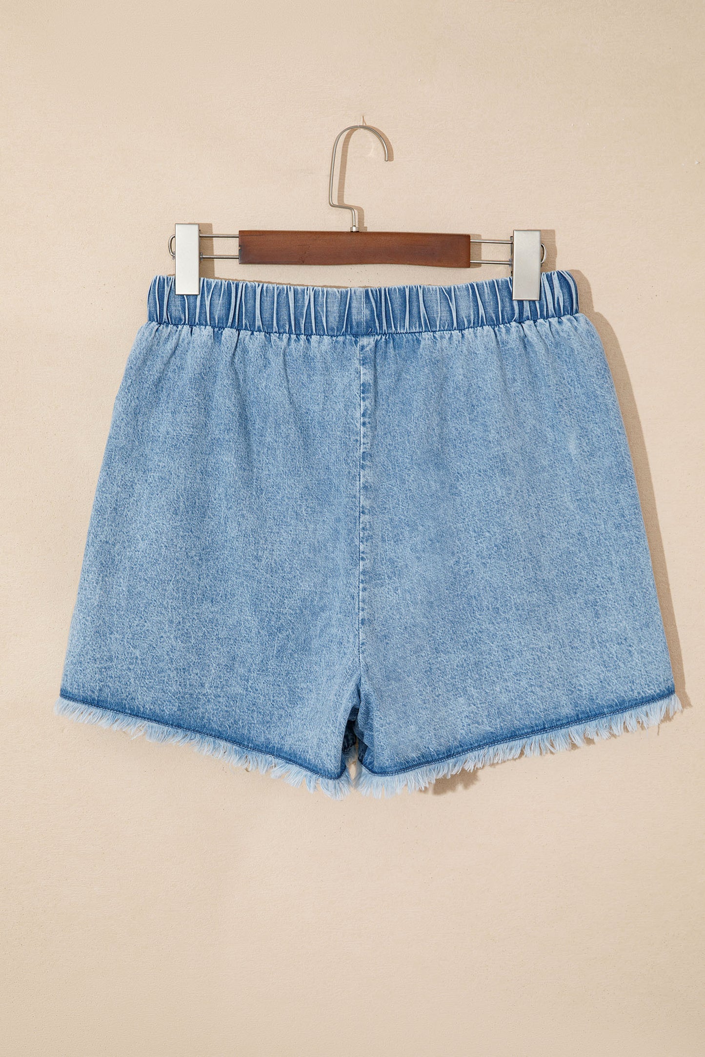 Easy Breezy Frayed Denim Shorts | Elastic Waist Drawstring Boutique Shorts