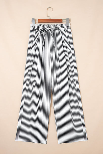 ~PREORDER ~ Black Stripe Wide Leg Casual Pants ~PREORDER ~