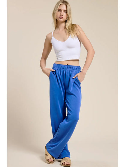 The Margo Scuba Wide Leg Pants – Pull-On Scuba Knit Boutique Lounge Trousers