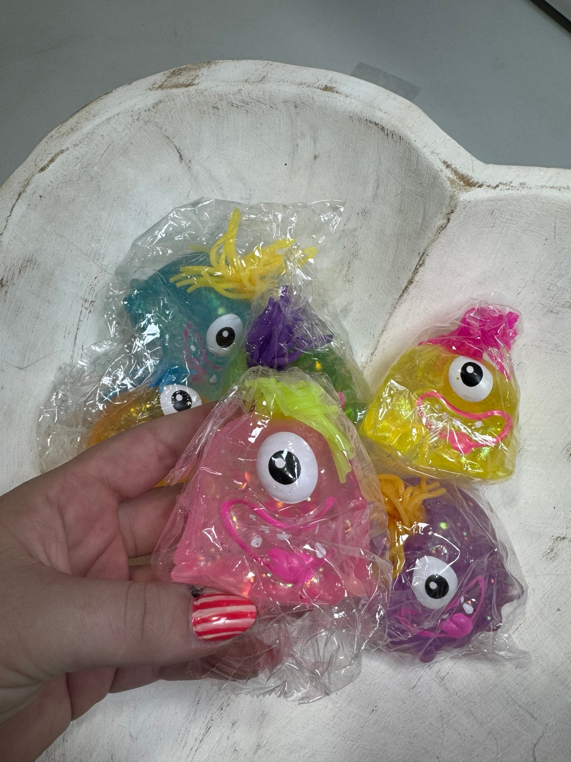 One-Eyed Glitter Monster Squeeze Toy | Colorful Sensory Fidget Monster