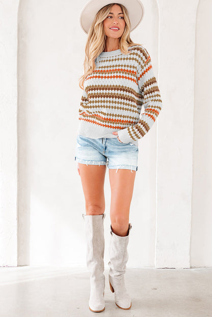 ~PREORDER~ Autumn Spice Striped Eyelet Knit Sweater ~PREORDER~