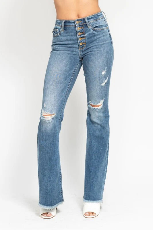 Judy Blue Mid-Rise Button Fly Flare Jean