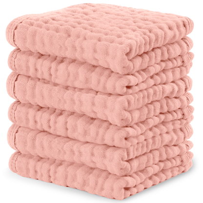 Muslin Baby Washcloths, Soft 10"x10" Cotton by Comfy Cubs