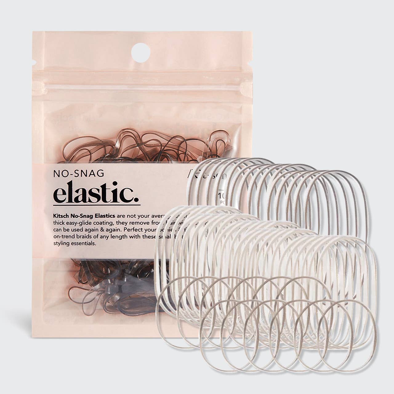 Brown No-Snag Elastic Hair Ties Set – Neutral Everyday Ponytail Holders