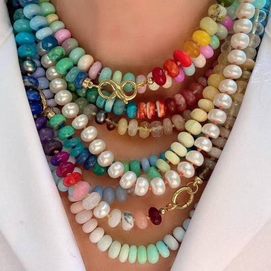 Wildflower Stone Necklace | Colorful Natural Stone & Pearl Beaded Necklace