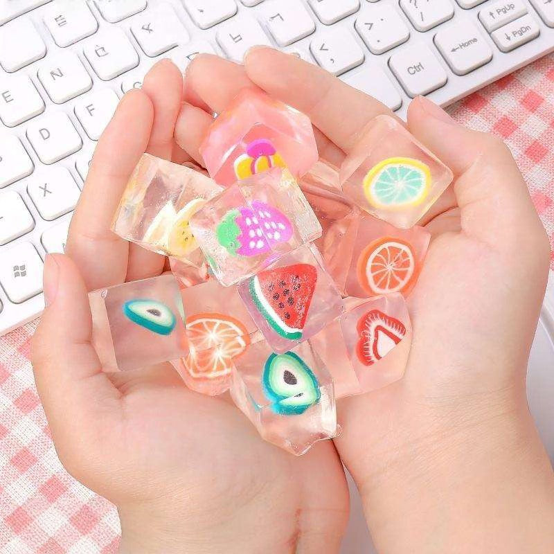 Fruit Ice Cube Squishy Toys – Sensory Stress Relief Fidget Cubes 5 pk