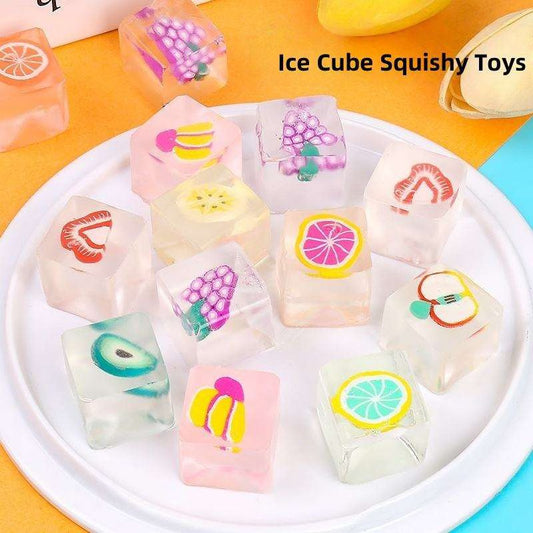 Fruit Ice Cube Squishy Toys – Sensory Stress Relief Fidget Cubes 5 pk
