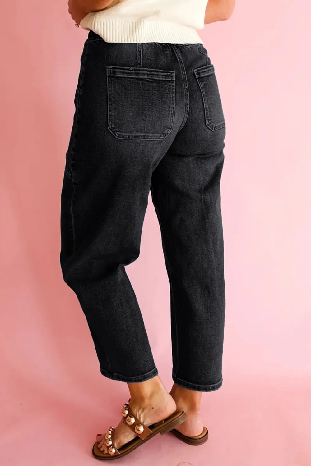~PREORDER~ Easy Going Black Drawstring Ankle Jeans ~PREORDER~