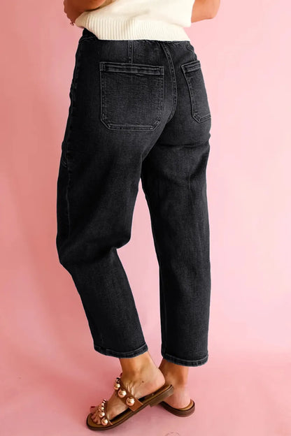 ~PREORDER~ Easy Going Black Drawstring Ankle Jeans ~PREORDER~