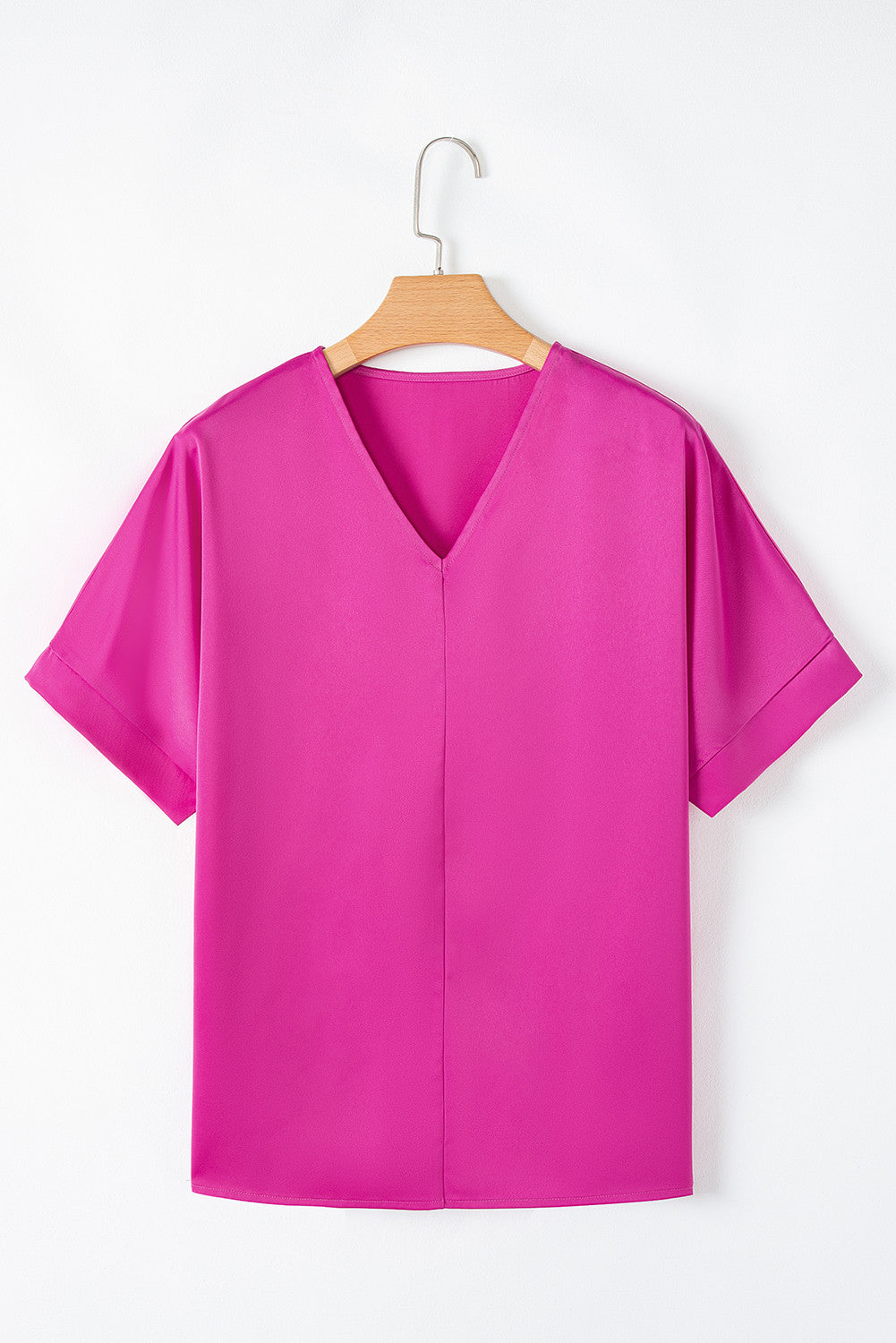 ~PREORDER ~ Bright Pink Silky V Neck Dolman Blouse ~PREORDER ~