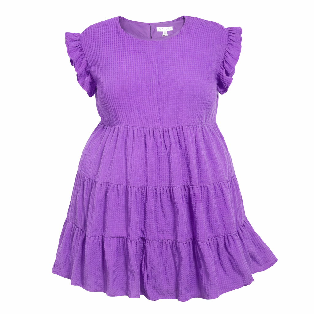 The “Violet Daydream” Tiered Waffle Dress