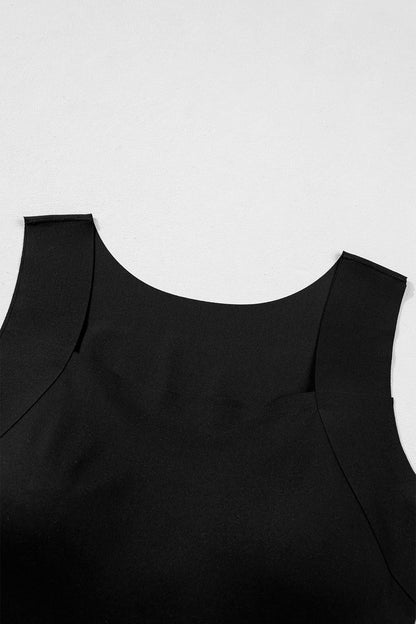 ~PREORDER ~ Solid Color Wide Strap Splicing Athleisure Tank Top ~PREORDER ~