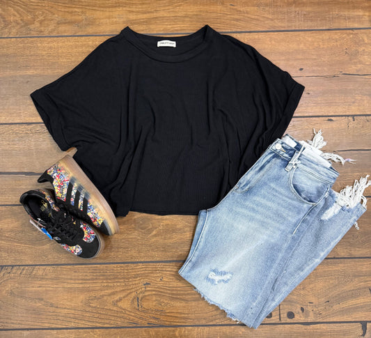 Crepe Hack Cuffed Tee by Charlotte Avery – Soft & Stretchy Everyday Basic