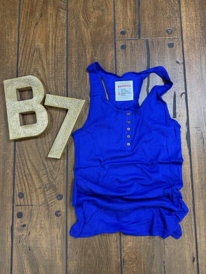 Zenana plus size ribbed tank top with button front