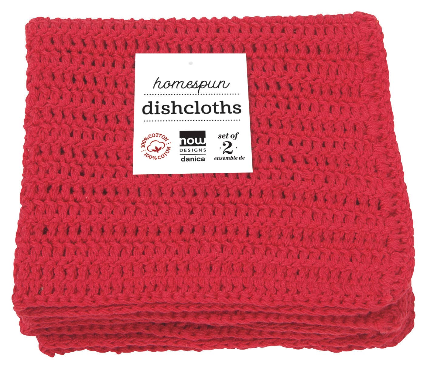 Homespun Red Crocheted Dishcloths Set of 2