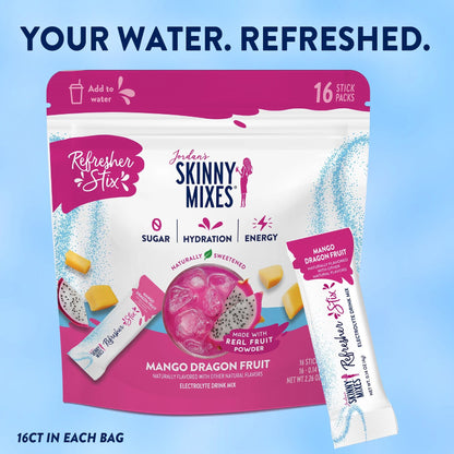 Jordan’s Skinny Mixes Refresher Stix – Energy & Hydration Drink Mix Variety Pack
