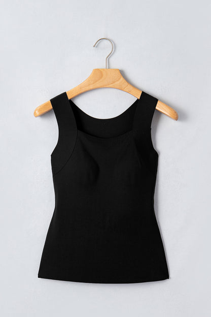 ~PREORDER ~ Solid Color Wide Strap Splicing Athleisure Tank Top ~PREORDER ~