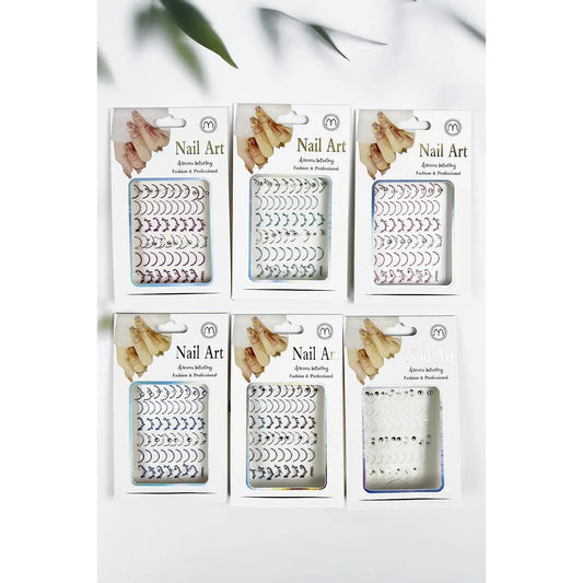 Curved and Rhinestone Nail Art Sticker