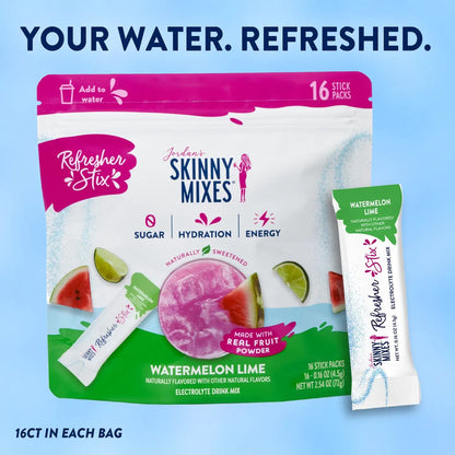 Jordan’s Skinny Mixes Refresher Stix – Energy & Hydration Drink Mix Variety Pack