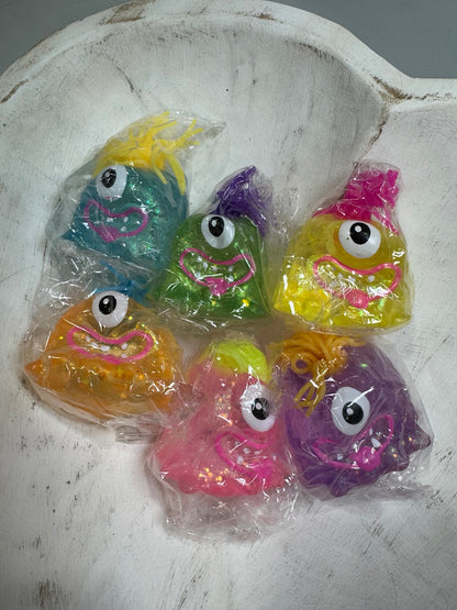 One-Eyed Glitter Monster Squeeze Toy | Colorful Sensory Fidget Monster