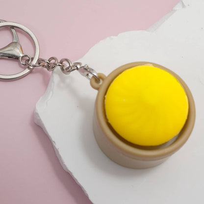 Dim Sum Squish Keychain | Mini Bamboo Steamer Sensory Fidget Toy