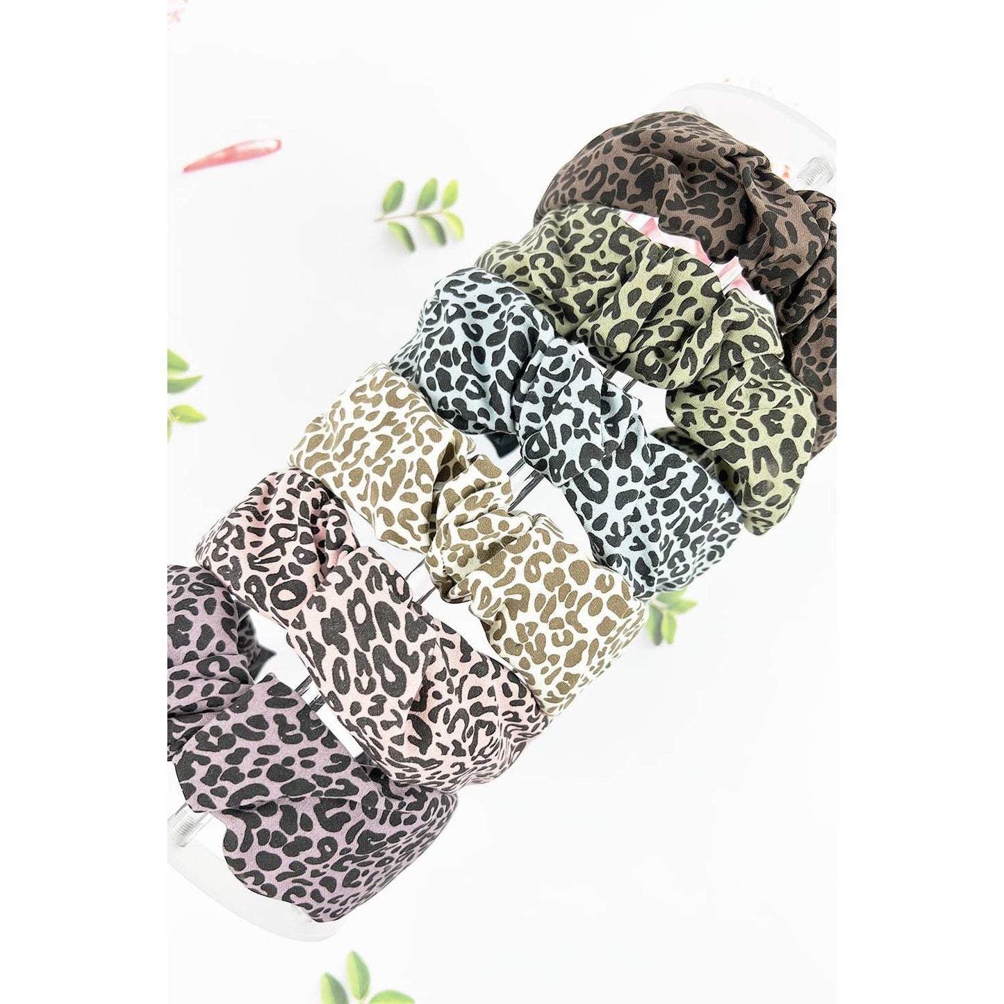 KNOTTED SCRUNCHIE FABRIC WINTER HEADBAND OF ANIMAL PRINT