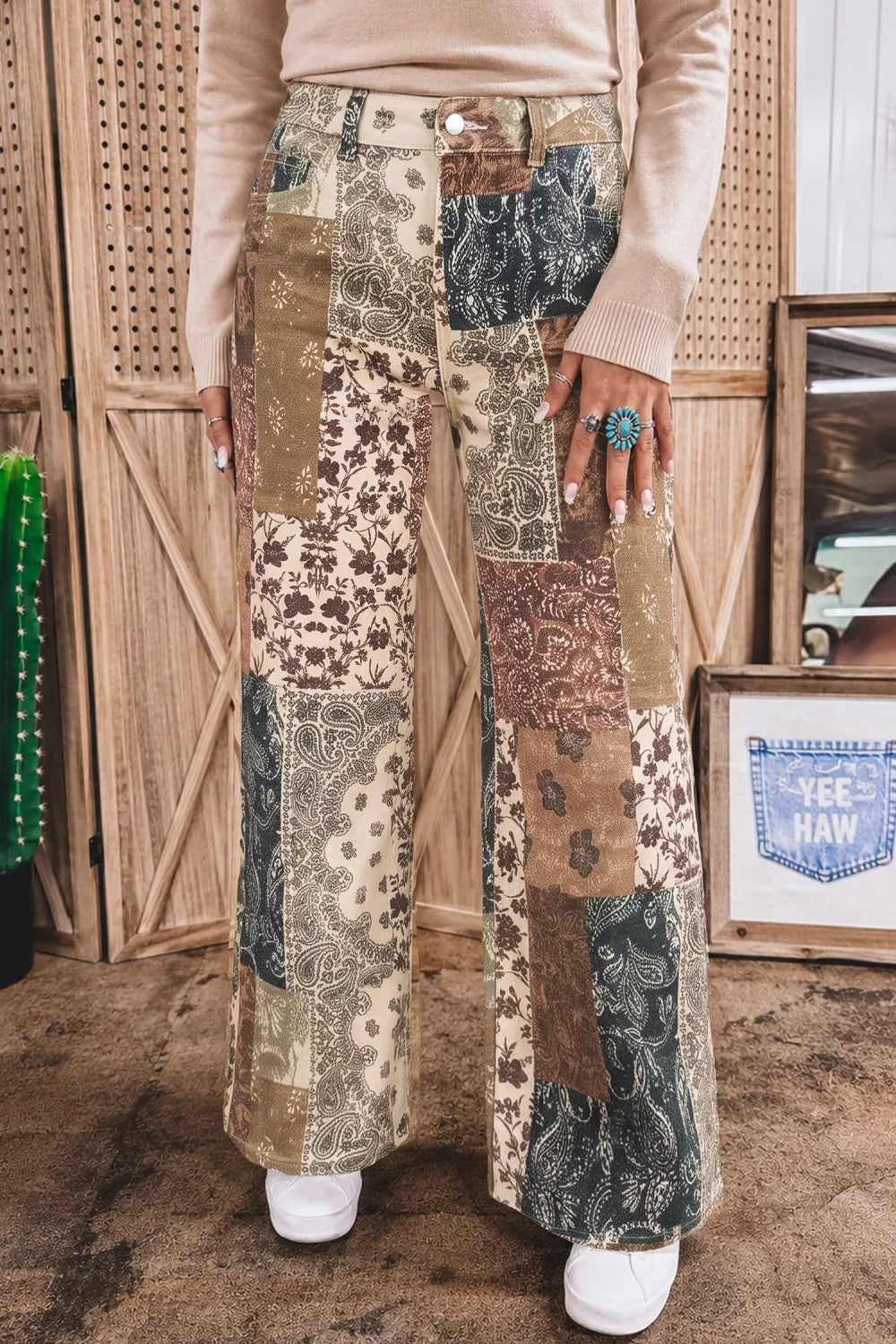 ~PREORDER~ Desert Patchwork Wide Leg Jeans ~PREORDER~