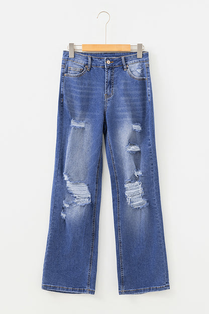 ~PREORDER ~ Mid Rise Distressed Sneak Peek Straight Leg Jeans ~PREORDER ~