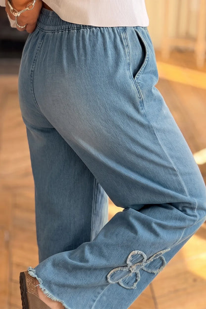~PREORDER~ Daisy Days Frayed Floral Wide Leg Jeans ~PREORDER~