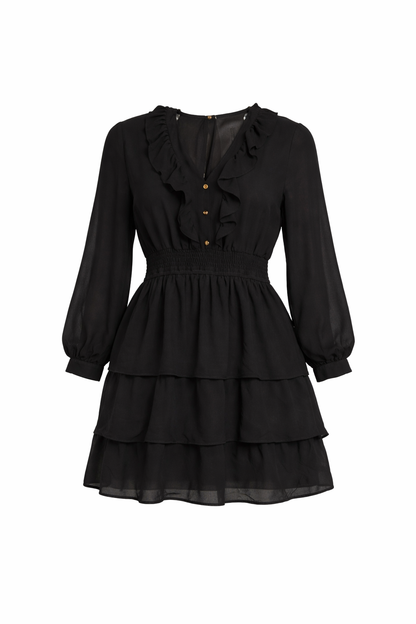 Ruffle Tiered V-Neck Dress by HYFVE— Lightweight, Flowy & Effortlessly Fancy