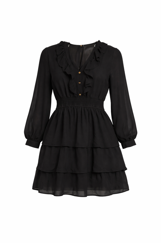 Ruffle Tiered V-Neck Dress by HYFVE— Lightweight, Flowy & Effortlessly Fancy
