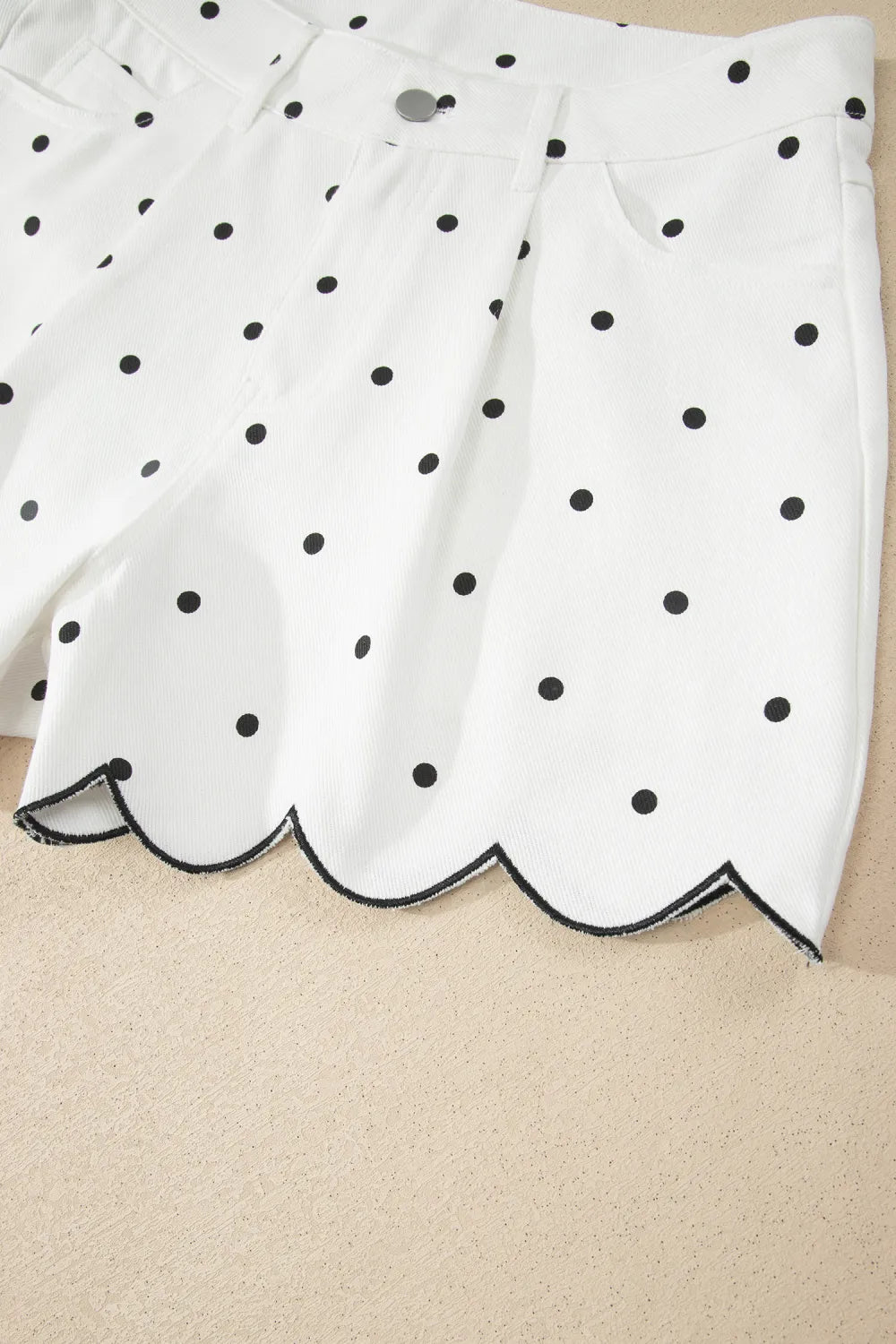 ~PREORDER~ White Polka Dot Embroidered Scallop Hem Shorts ~PREORDER~