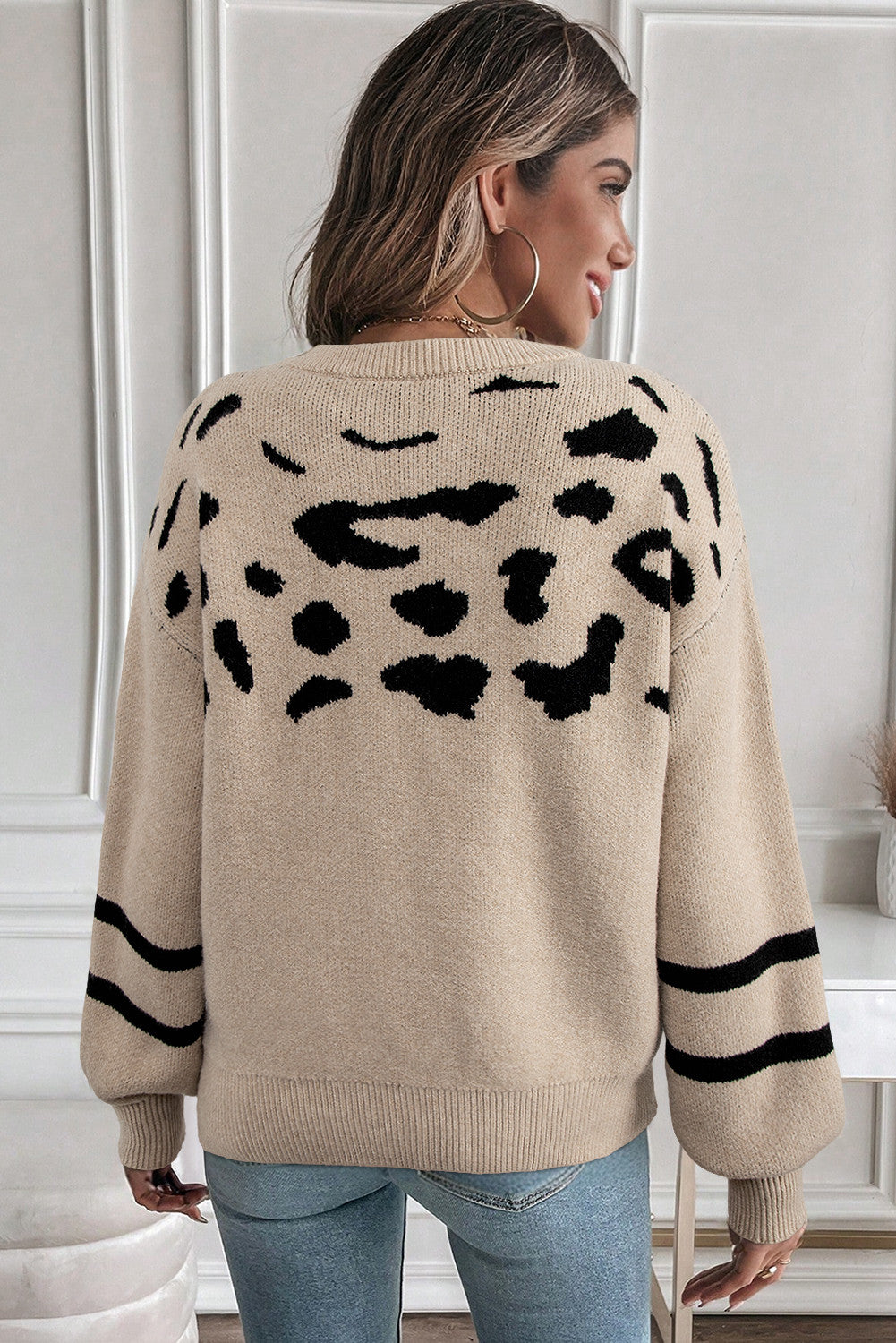 Leopard & Stripe Knit Sweater – Cozy Chic Boutique Style