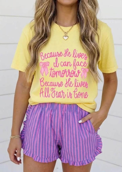 Because He Lives Comfort Colors Tee | All Fear Is Gone Christian Graphic Shirt